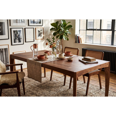 Leoni 78" Solid Wood Dining Table Light Walnut 