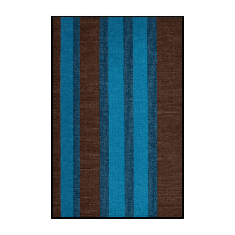 Tapis noir à rayures horizontales lavable à la machine, Rectangulaire 7 pi x 10 pi