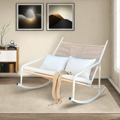 Fauteuil de loisir tissé en rotin imitation grain de bois
