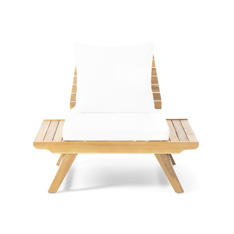 Wood Chair With Spacious Outer Cushion And Water- Interior Padding Outdoor Furniture Seat Waterproof, Teak
