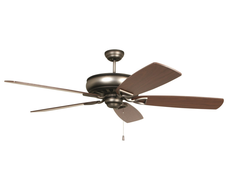 Ventilateur de plafond standard à 5 pales 62" avec chaînette à tirer Wolfgram, Nickel antique foncé avec pales bouleau/teck