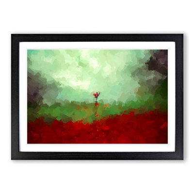 Lone Red Flower in Abstract - Picture Frame Graphic Art Print