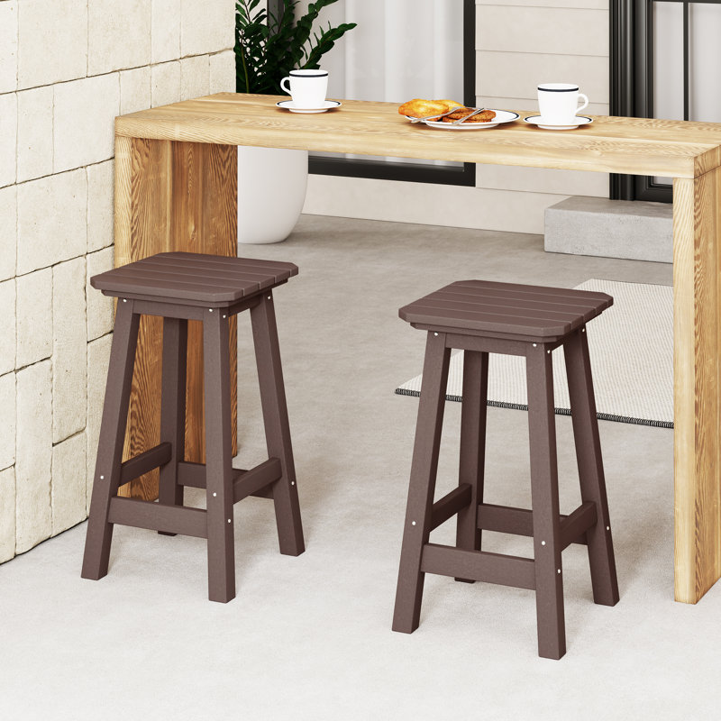 Tabouret de comptoir carré 24 po Laguna, Brun foncé