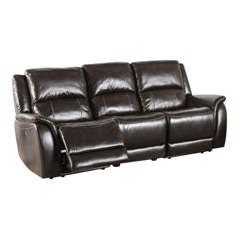 Canapé inclinable électrique Drakos avec trousse d'entretien, Cuir véritable brun