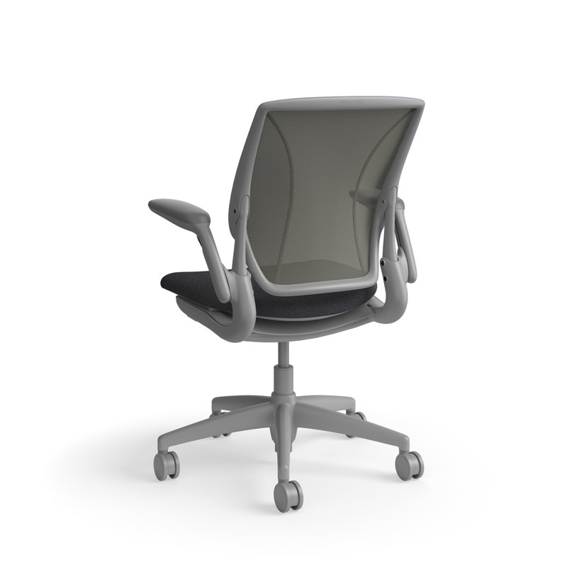 World LM, Ergonomic Task Chair with Poppy Seed Backrest, and  Autumn Upholstered Seat, Gray, Dark Gray Fabric, Gray Mesh