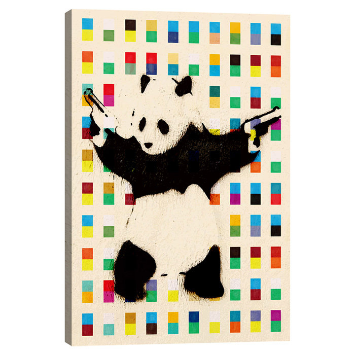 Street Panda, impression sur toile, H 12 po x l 8 po x P 0,75 po, Pas de tapis, Toile tendue