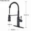 Robinet de cuisine en acier inoxydable noir mat avec douchette extractible