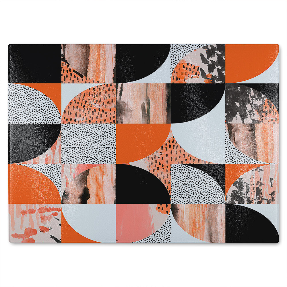Geometric Circles In Autumn Colours Glass Chopping Board