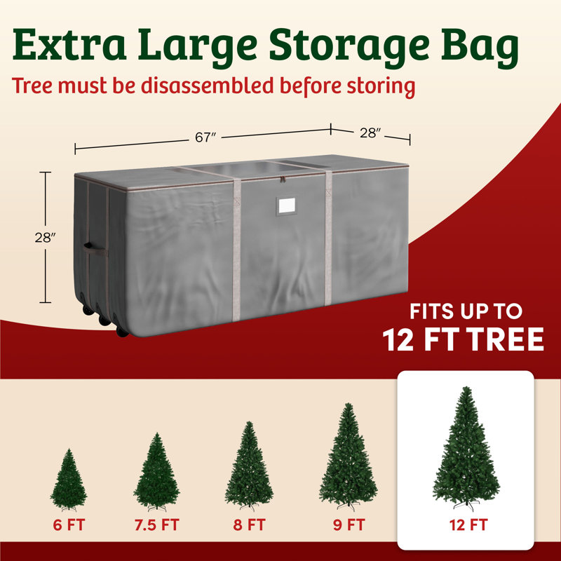 Yuri Rolling Christmas Tree Storage Bag - Heavy-Duty Storage Bags for 12FT Artificial Trees, Seasonal Décor, Packing, Moving, and More