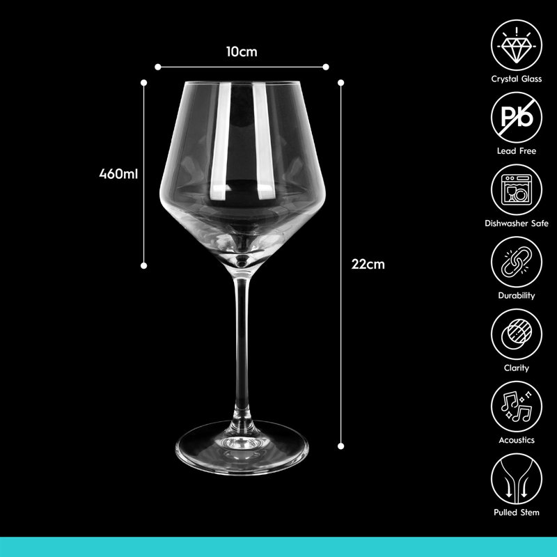 Argon Tableware Soho Crystal White Wine Glasses, Set of 24