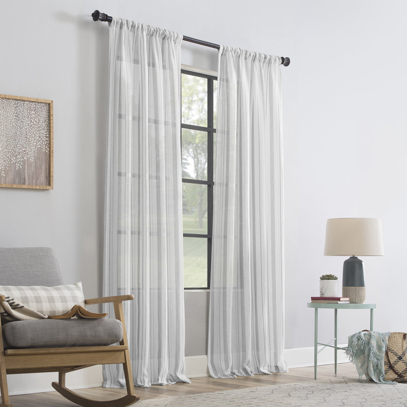 Panneau de rideau transparent avec passe-tringle Carine, gris, 50 po x 96 po