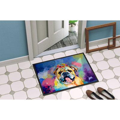 Tapis d'intérieur ou d'extérieur English Bulldog Hippie Dawg 24 x 36