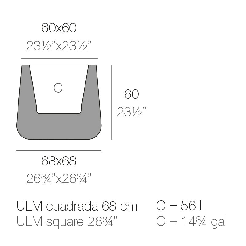 Ulm - High Square Resin Pot Planter - Basic, 23.5" H x 26.75" W x 26.75" D, Bronze
