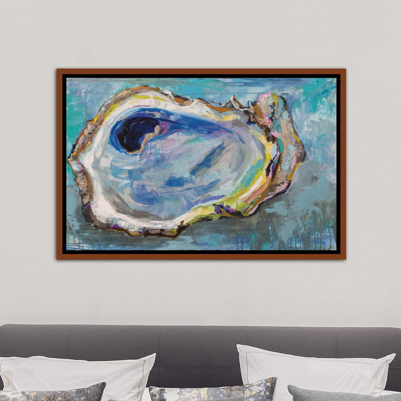 «Oyster Two» par Jeanette Vertentes, reproduction d'art sur toile tendue, H 18 po x l 26 po x P 1,5 po, Brun classique