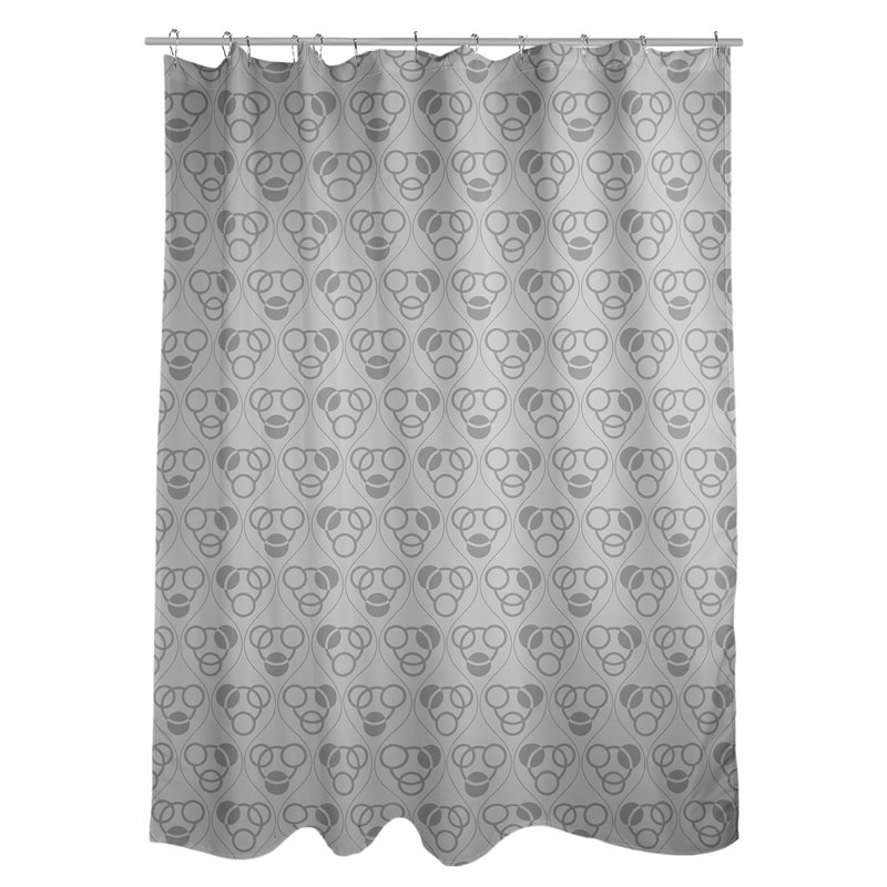 Geometric Shower Curtain with Liner Included, Silicon/White