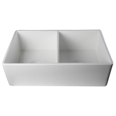 32.75'' L Double Bowl Fireclay Kitchen Sink