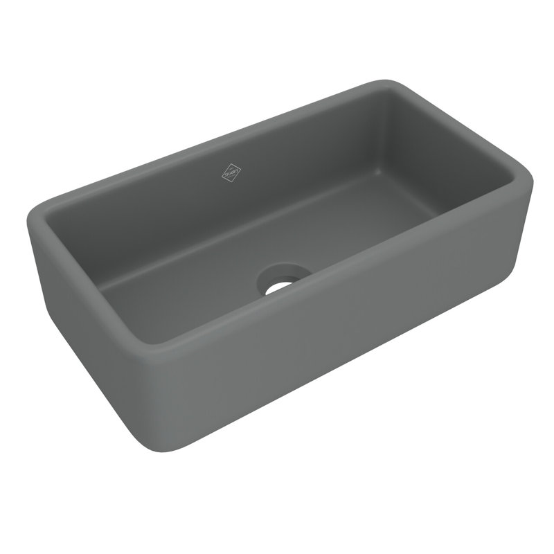 Shaws 33" Single Bowl Farmhouse Apron Front Fireclay Kitchen Sink, Matte Gray