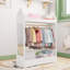 Kids Wardrobe Closet with Mirror and Storage Space, Open Hanging Armoire Closet-632535417