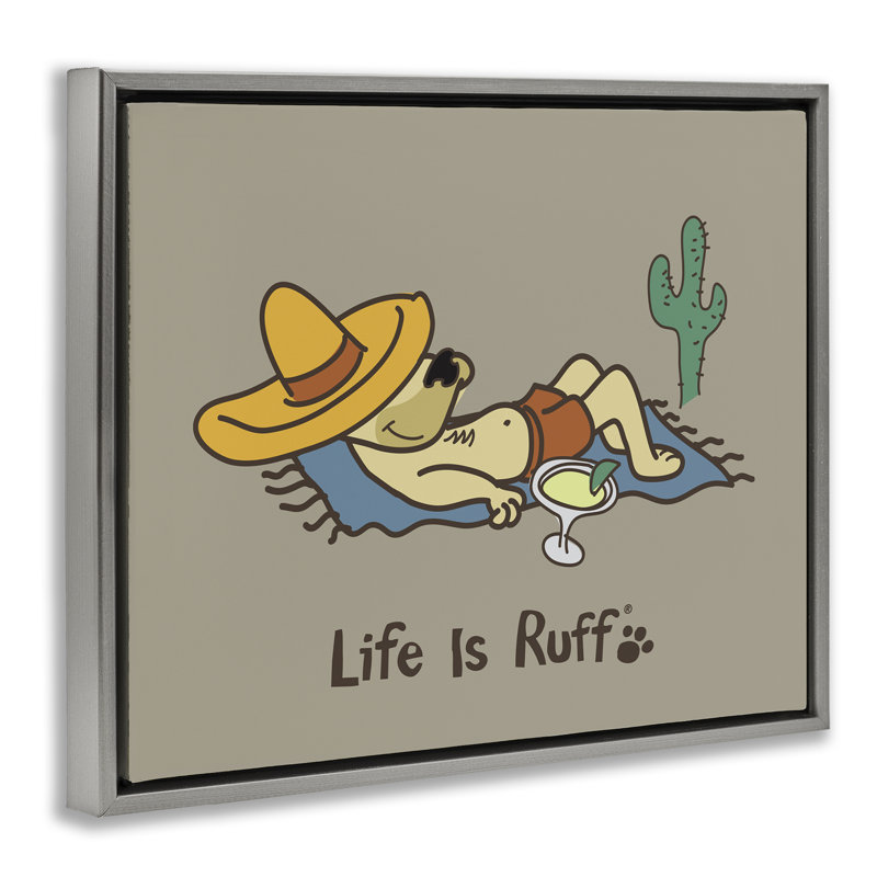 «Siesta Dog in Desert Floater» par LIR, Cadre flottant gris lustré, H 25 po x l 31 po