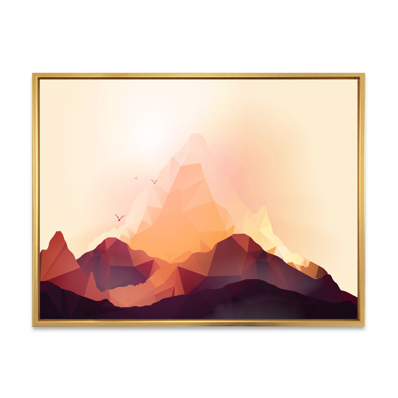 Geometric Mountain and Sunset I - Impression sur toile, Toile à cadre flottant doré, H 16 po x l 32 po