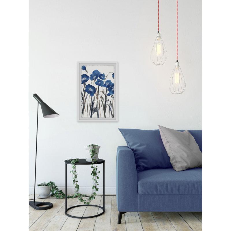 « blue florals viii », reproduction de peinture à l’acrylique encadrée, H 12 po x l 8 po x P 1,5 po
