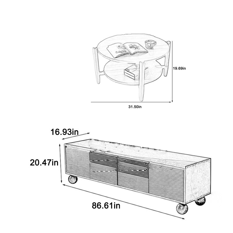 Elegant grille surface TV stand, coffee table