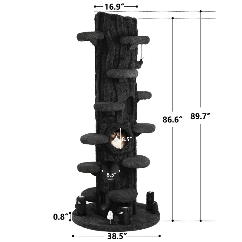 Garber 88.6'' H  Christmas Cat Tree for Large Cats, Ultra Large Cat Tower, Cat Cando, Black