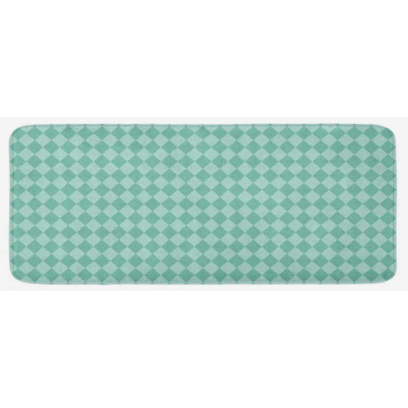 Carreau géométrique rectangulaire d’inspiration de bleu océan en continu avec une image de couleur turquoise et un tapis de cuisine bleu pâle