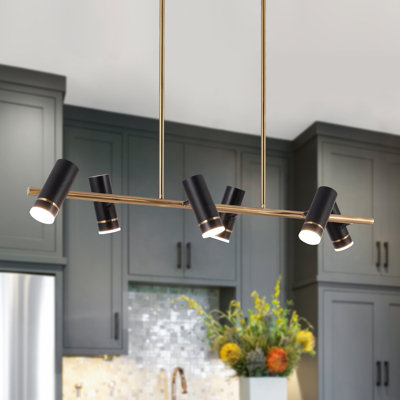 Miaisabella 6-Light Kitchen Island Linear LED Pendant With Adjustable Shades