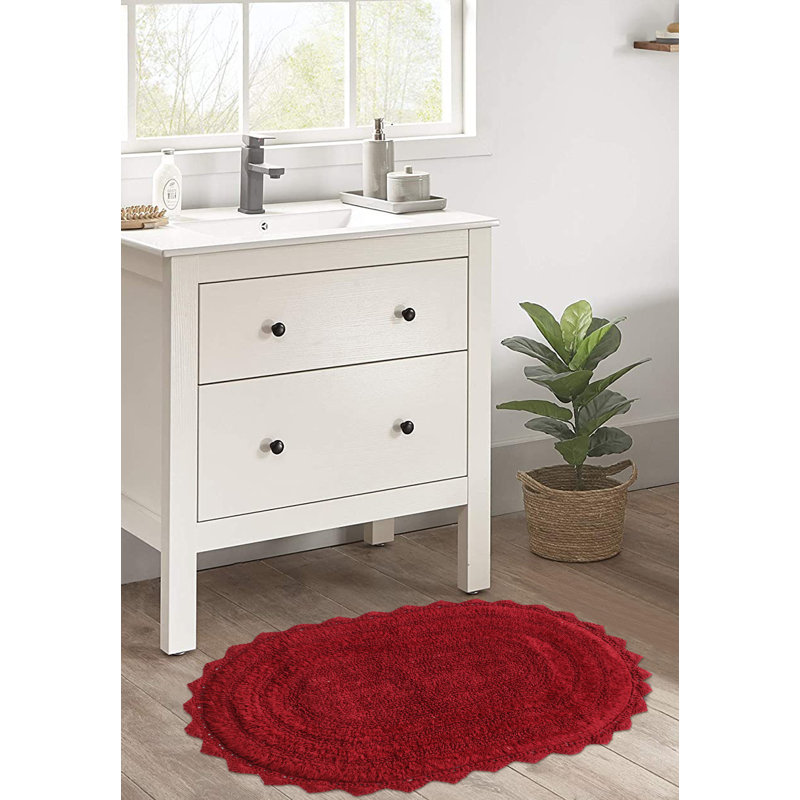 100% Cotton Bath Rug, Wine Red