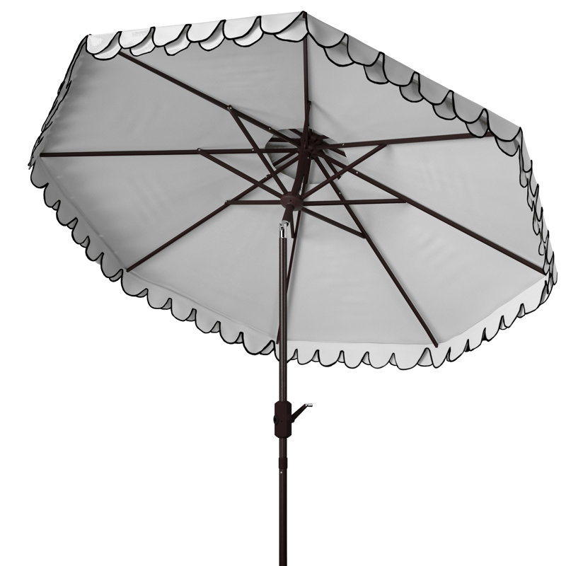 Outdoor Roslyn Crank Outdoor Umbrella, Black/Ivory