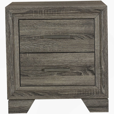 Funston Brown Oak 2-Drawer Nightstand Bedside Table