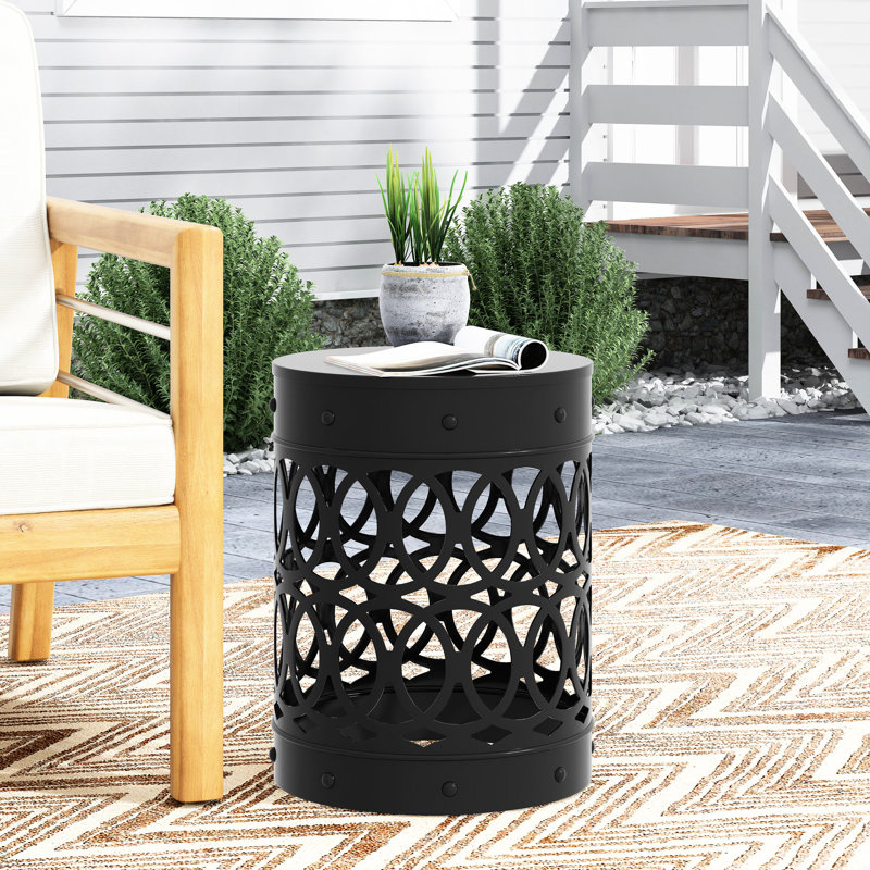 Grande table d'extérieur noire avec un design contemporain et une coupe en fer moderne - ornement durable, Noir