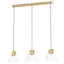 Jeffery - Luminaire suspendu linéaire 3 lumières - Finition laiton brossé - Abat-jour en verre transparent - DEL