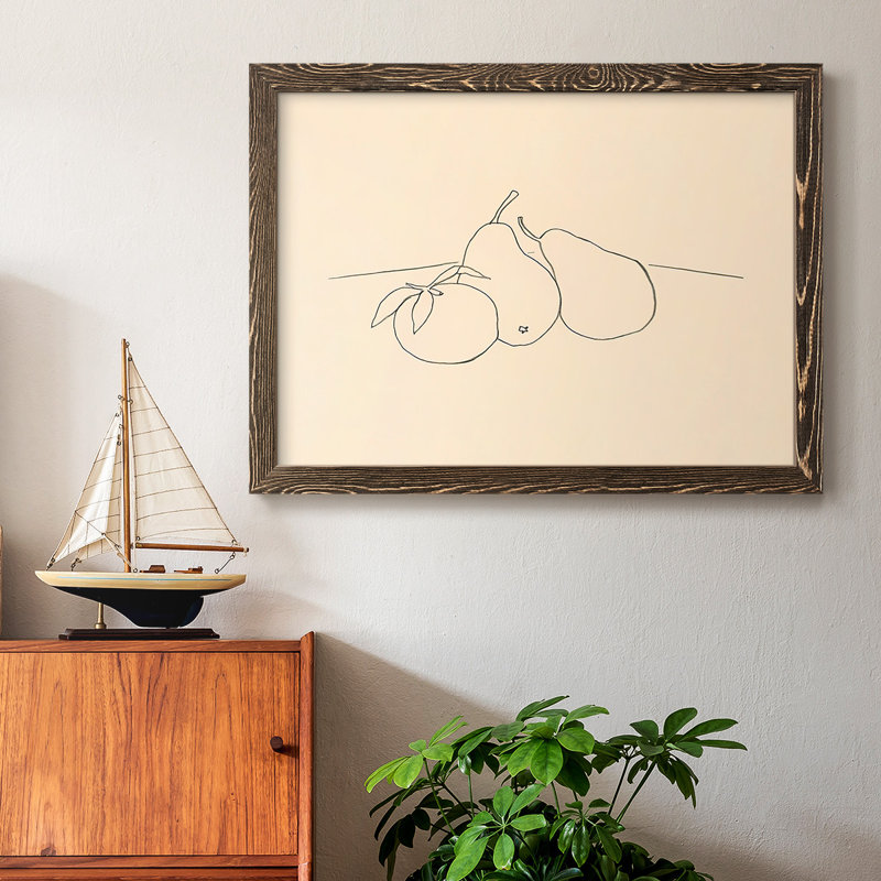 " Fruit Line Drawing IV ", Walnut, 18" H x 26" W