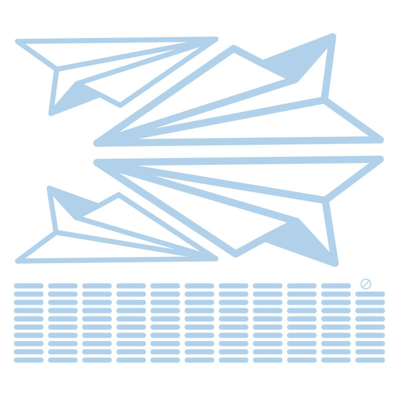 Adhésif décoratif papier avion, H 30 po x l 33 po x P 0,01 po, Bleu poudré