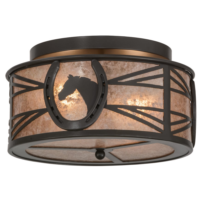 Plafonnier semi-encastré 2 lumières 14,5 po unique, Bronze intemporel
