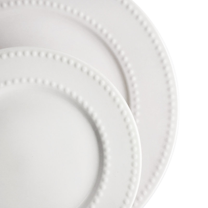 Elama Olevia 6 Piece Stoneware Salad Plate Set in White, Service for 6