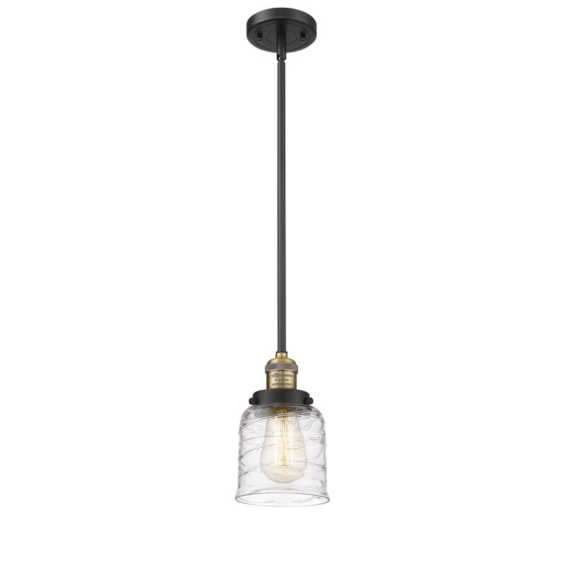 Luminaire suspendu en forme de cloche à 1 lumière Camanche, Laiton antique noir