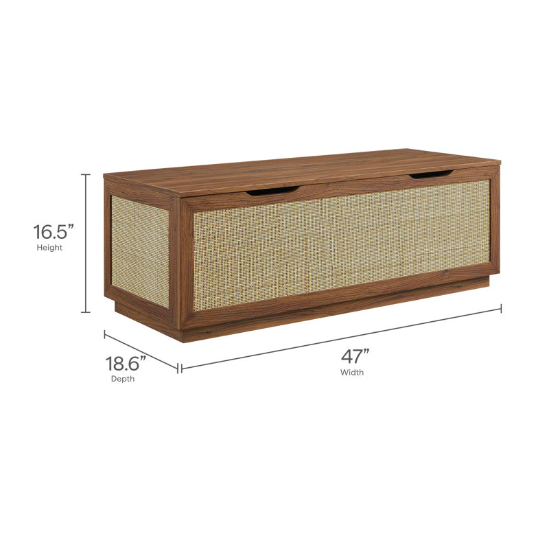 Soma Rattan Storage Bench, Walnut