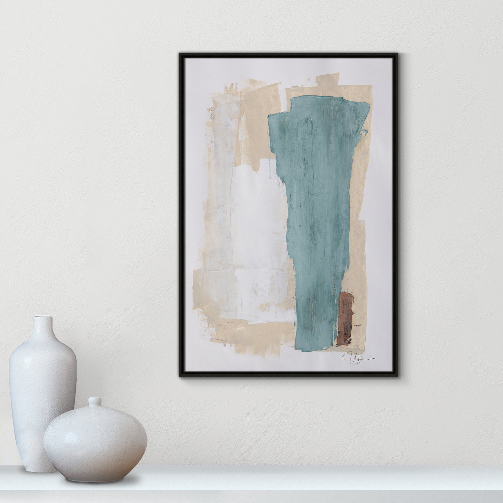 Hubbard "Together We Work-II" Print, Espresso Framed, 37.5" H x 25.5" W x 2" D