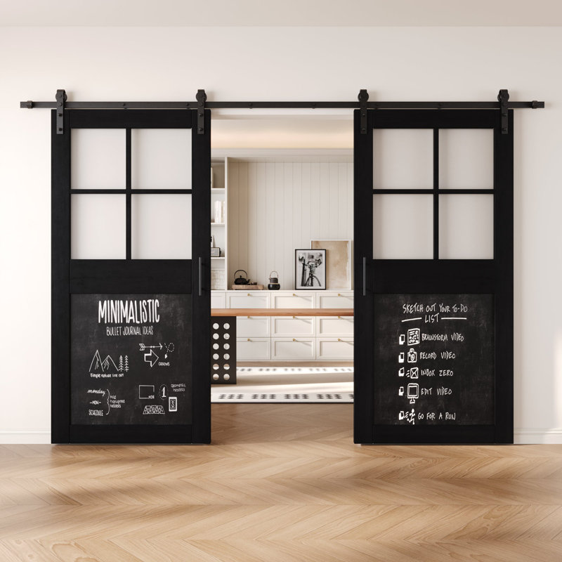 Portes de grange non assemblées et finies avec ensemble de quincaillerie d'installation sans rail de contournement de 48 po x 84 po Homacer
