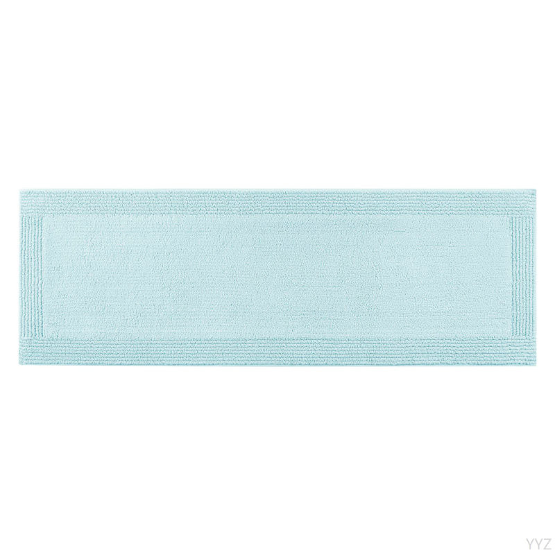 1 PCS 17X24" 100% Cotton Tufted 3000 GSM Reversible Bath Rug Blue, Rectangle - 24" L x 17" W