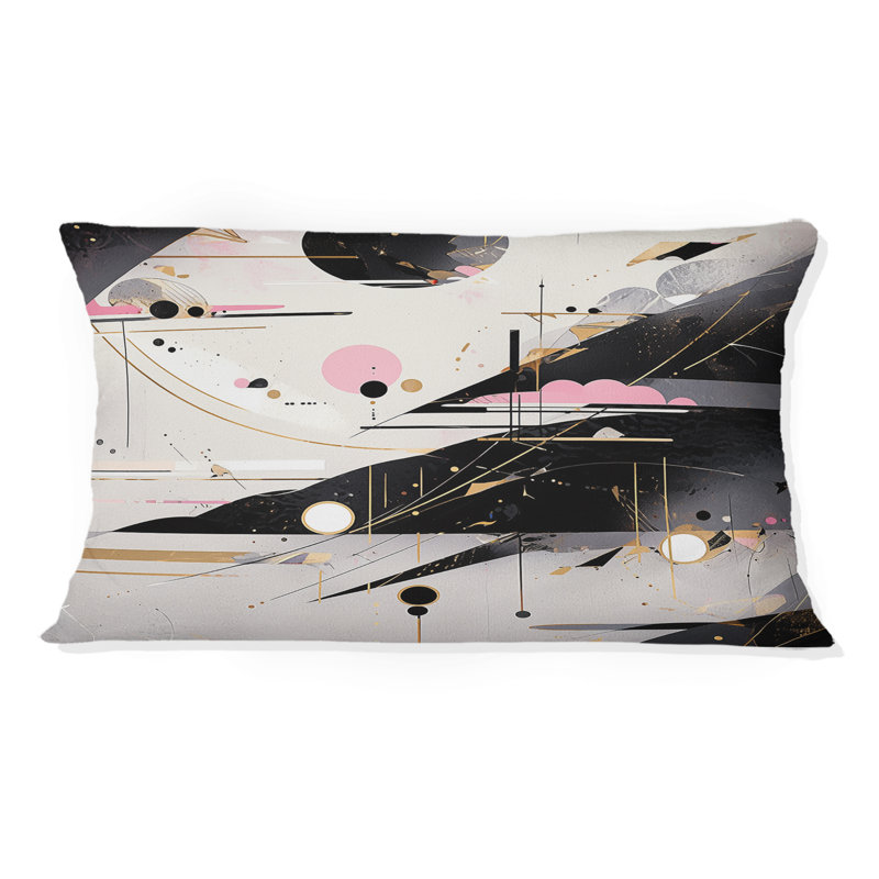 Coussin décoratif rose à rayures audacieuses - Cubisme
