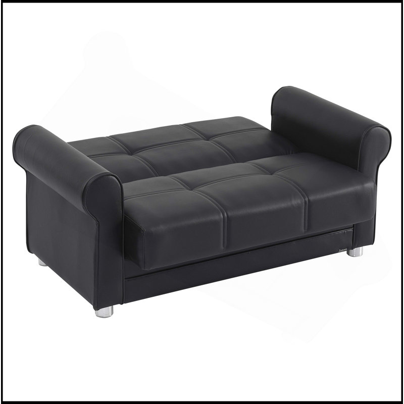 Causeuse convertible rembourrée avec rangement, Noir