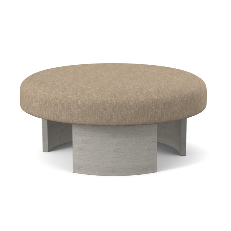 Eclipse Round Ottoman, Bisque, Fizz Ivory 100% Polyester