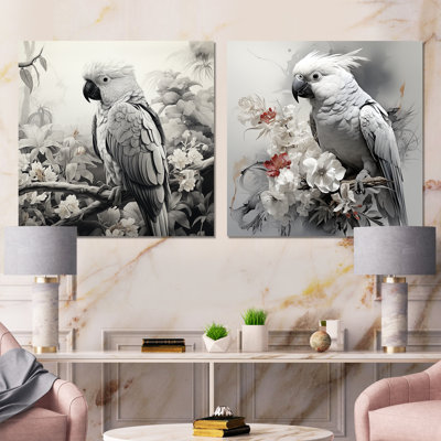 Ensemble de 2 carrés gris en forme de perroquet gris Grace I