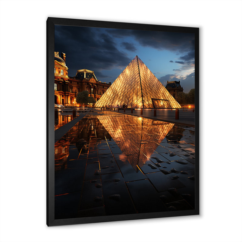 «Paris Louvre Illumination», reproduction sur toile, H 44 po x l 34 po x P 1,5 po, Cadre photo noir