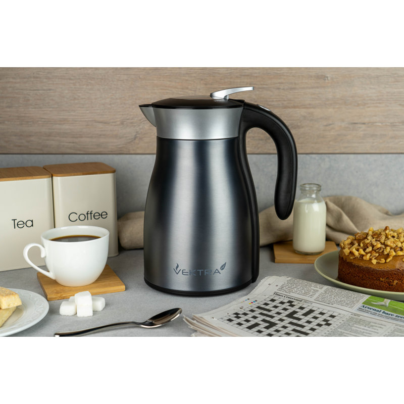 Vacuum Insulated Electric Kettles Vacuum Insulated Eco Friendly Easy Pour Kettle 1.5, 1.2, 1.7 Litre, 1.59 Quarts, Silver