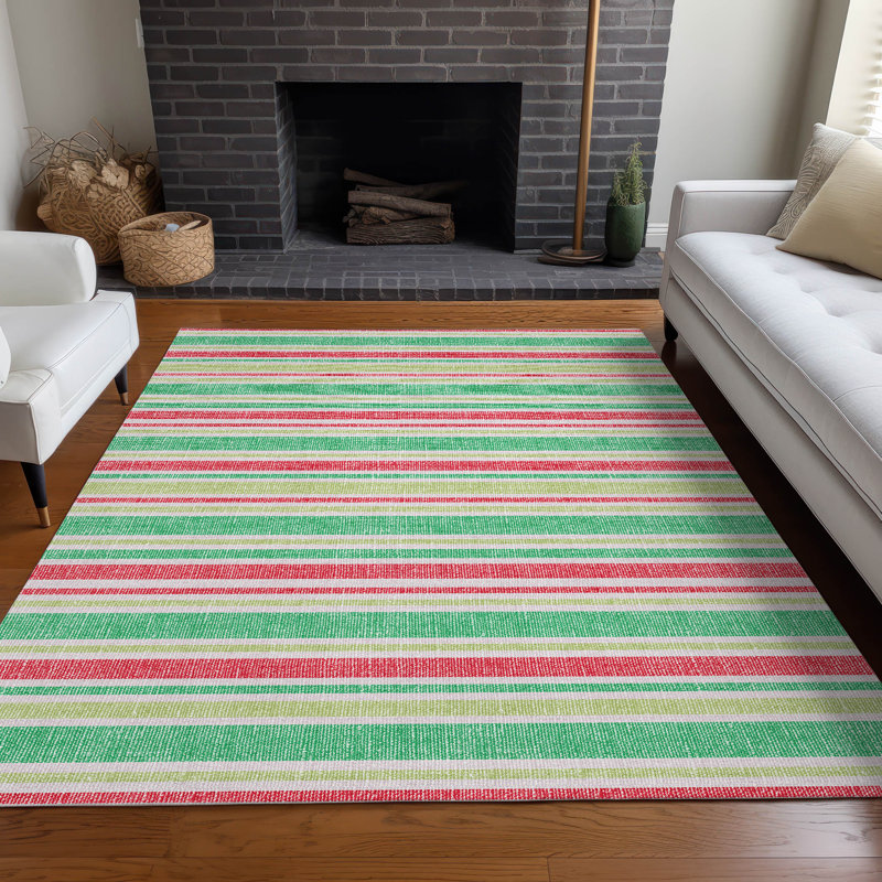 Kinslee Washable Striped Indoor / Outdoor Rug, Rectangle 2'6" x 3'10"